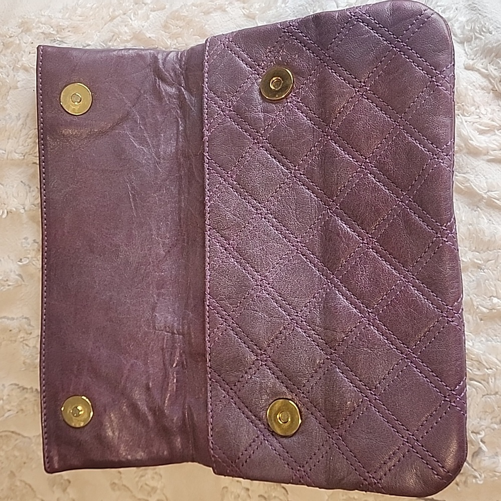Marc Jacobs Purple Quilted Fold Over Clutch 7 X 12 Approx - Picture 2 of 5